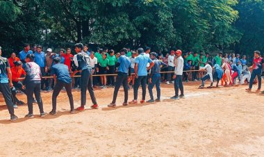 नेताजी कालेज में राष्ट्रीय खेल दिवस पर हुई रस्सी खींच प्रतियोगिता।