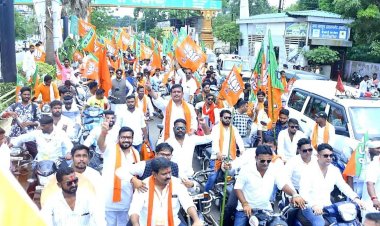 भाजयुमो रायपुर जिला ग्रामीण के हजारों कार्यकर्ता पहुंचे जेपी नड्डा  के स्वागत में