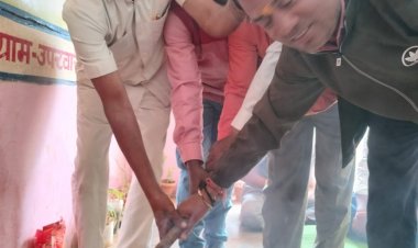 उपरवारा के साहू भवन में शेड निर्माण के लिए हुआ भूमिपूजन