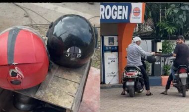 ये कैसा हेलमेट अभियान : पेट्रोल भरवाने पंपों के पास किराए में मिल रहा हेलमेट, रेट केवल 10 रुपए