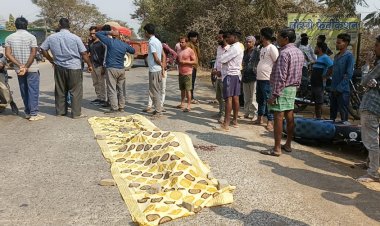 तेज रफ्तार वाहन की टक्कर से शिक्षक की मौत, आक्रोशित परिजन और ग्रामीणों ने किया चक्काजाम, सड़क पर लगी वाहनों की लंबी कतार