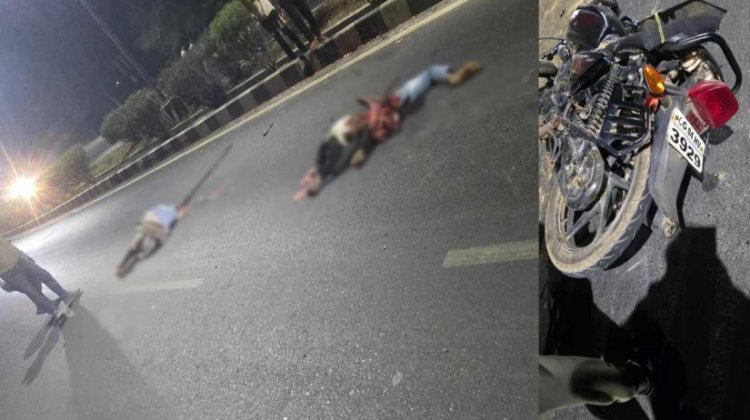 NH-53 पर भीषण हादसा : खड़े ट्रैक्टर से टकराई बाइक, फिर पीछे से आ रहे ट्रक ने कुचला, दो लोगों की मौके पर मौत